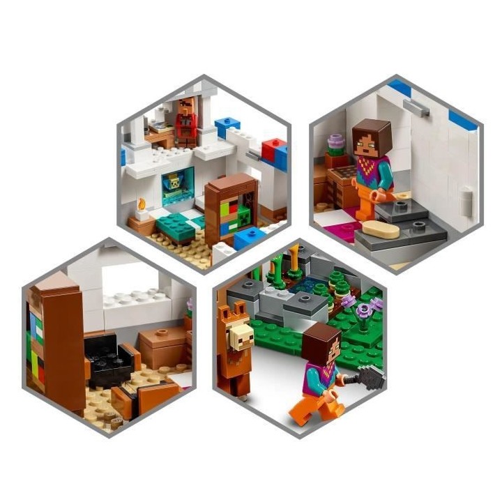 LEGO 21188 Minecraft Le Village Lama, Jouet de Maison, avec Figurines