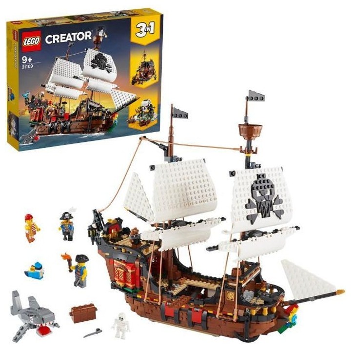LEGO Creator 3-en-1 31109 Le Bateau Pirate, Jouet, Figurine Animaux Ma