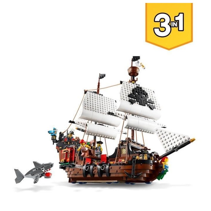 LEGO Creator 3-en-1 31109 Le Bateau Pirate, Jouet, Figurine Animaux Ma