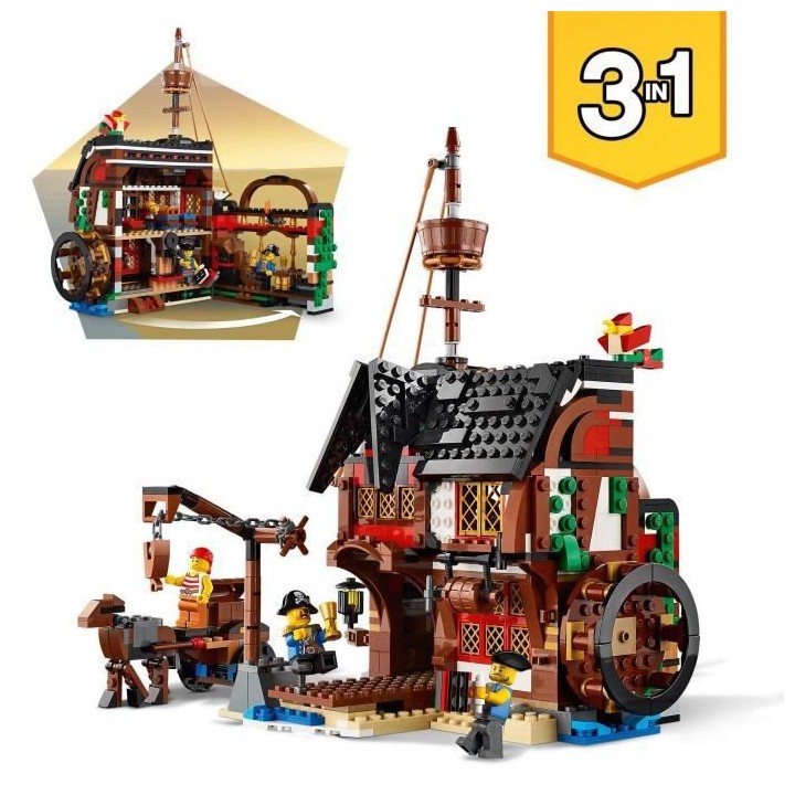 LEGO Creator 3-en-1 31109 Le Bateau Pirate, Jouet, Figurine Animaux Ma