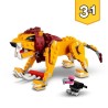 LEGO Creator 3-en-1 31112 Le Lion Sauvage, Figurines d'Animaux, Jouet de Construction