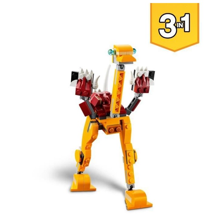 LEGO Creator 3-en-1 31112 Le Lion Sauvage, Figurines d'Animaux, Jouet