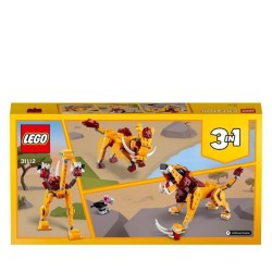 LEGO Creator 3-en-1 31112 Le Lion Sauvage, Figurines d'Animaux, Jouet de Construction