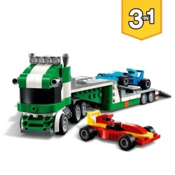 LEGO Creator 3-en-1 31113 Le Transporteur de Voitures de Course, Jouet, Camion avec Remorque