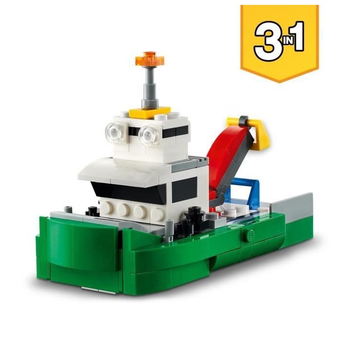 LEGO Creator 3-en-1 31113 Le Transporteur de Voitures de Course, Jouet
