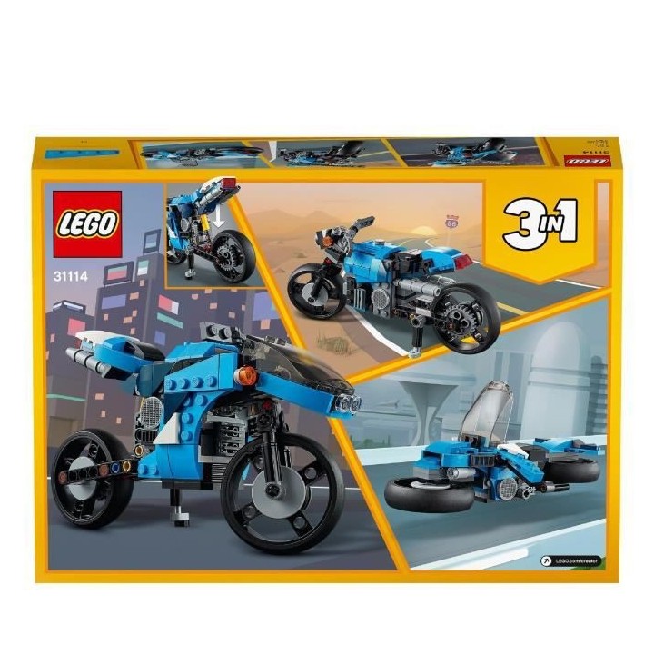 LEGO Creator 3-en-1 31114 La Super Moto, Jouet de Construction, Futuri