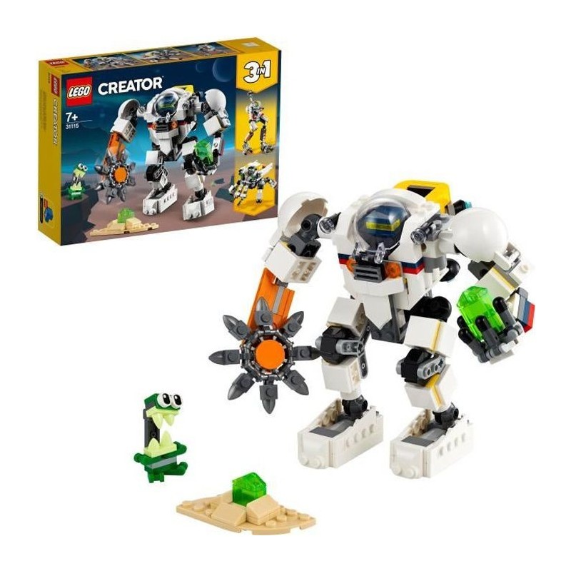 LEGO Creator 3-en-1 31115 Le Robot d'Extraction Spatiale, Jouet, Figurine Robot, Alien, Combat