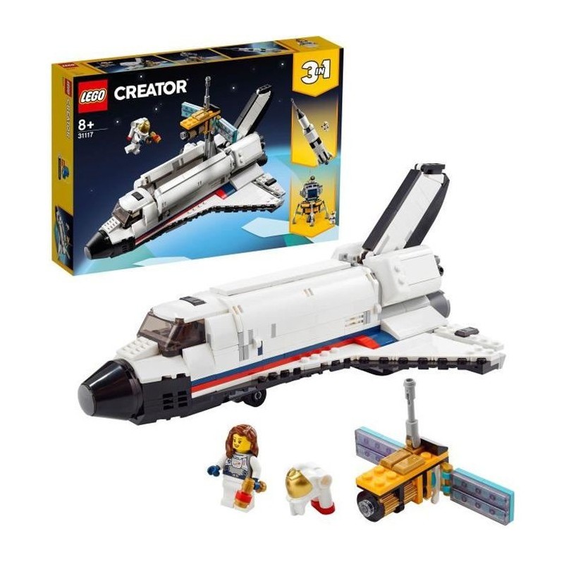 LEGO 31117 Creator 3-en-1 L'aventure en navette spatiale jouet Fusée Enfant et Atterrissage Lunaire – Construction de Véhicu