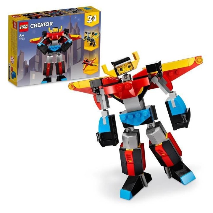 LEGO Creator 31124 Le Super Robot, Jouet 3 en 1 Robot Dragon Avion