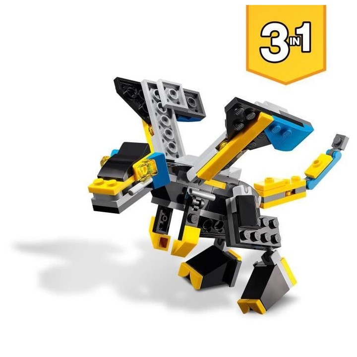 LEGO Creator 31124 Le Super Robot, Jouet 3 en 1 Robot Dragon Avion