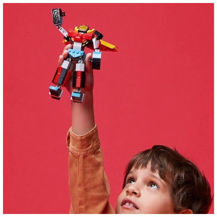 LEGO Creator 31124 Le Super Robot, Jouet 3 en 1 Robot Dragon Avion