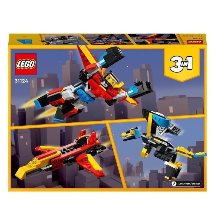 LEGO Creator 31124 Le Super Robot, Jouet 3 en 1 Robot Dragon Avion