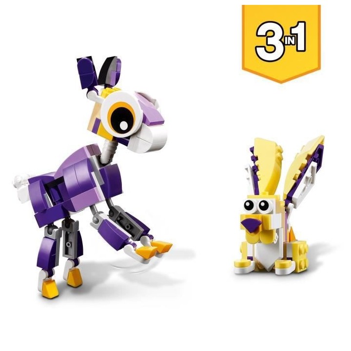 LEGO 31125 Creator 3 en 1 Fabuleuses Créatures De La Foret, Du Lapin