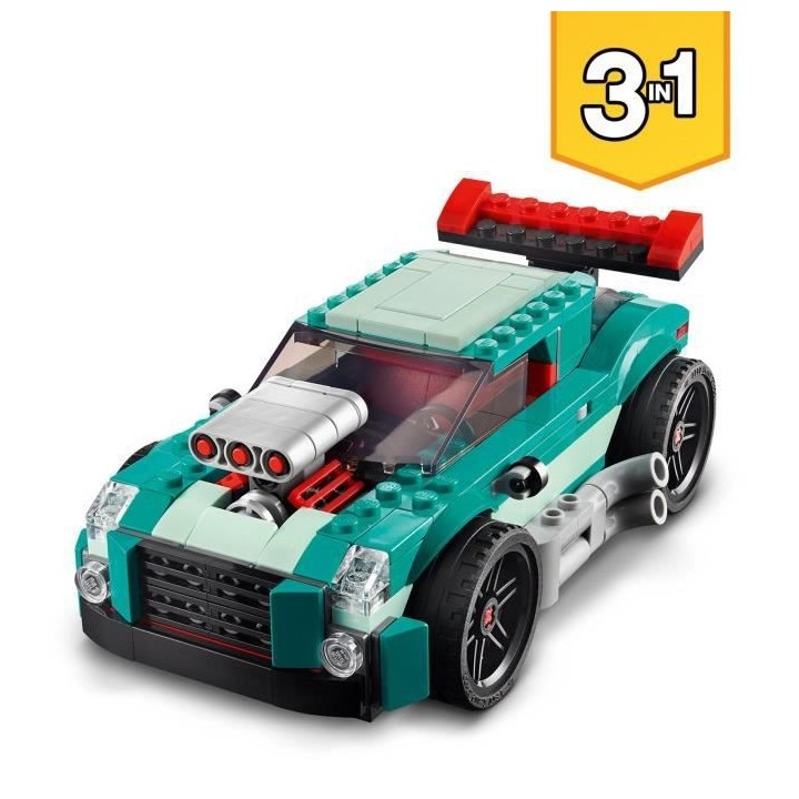 LEGO 31127 Creator 3 en 1 Le Bolide De Rue, Jouet de Voiture de Course