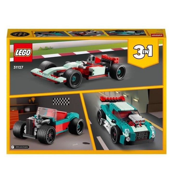 LEGO 31127 Creator 3 en 1 Le Bolide De Rue, Jouet de Voiture de Course