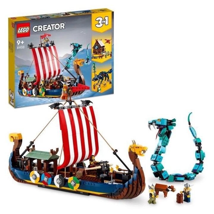 LEGO 31132 Creator 3-en-1 Le Bateau Viking et le Serpent de Midgard, J