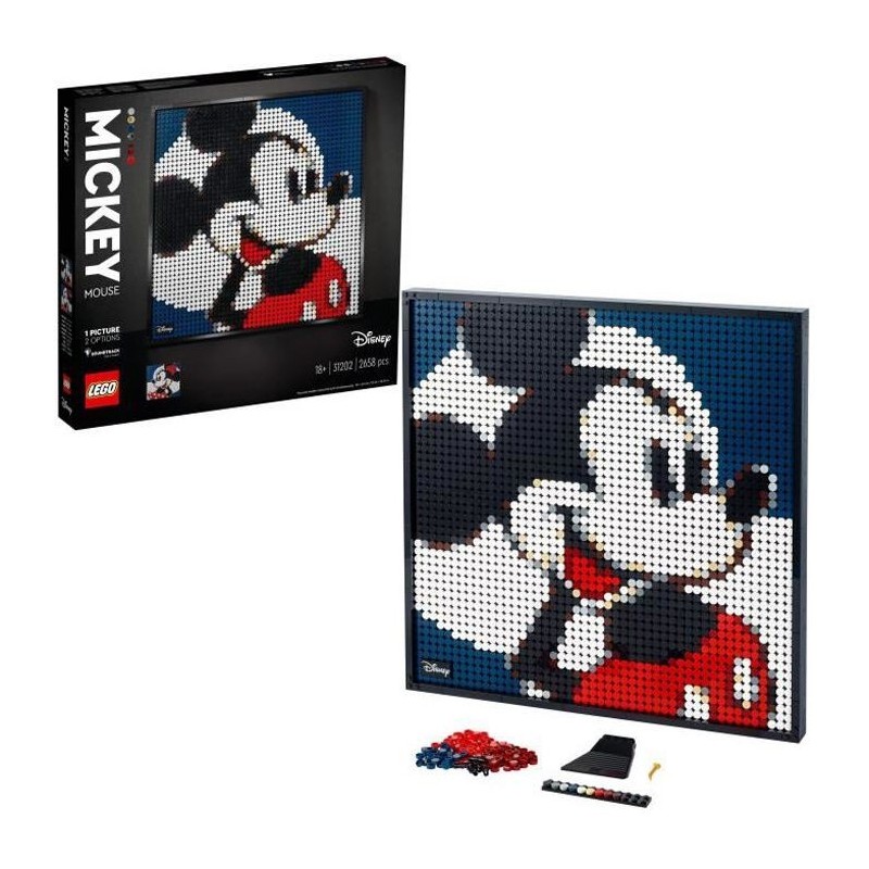 LEGO Art 31202 Disney's Mickey Mouse Set de loisirs créatifs pour les adultes et tableau de décoration mural