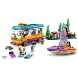 LEGO 41681 Friends Le camping-car et le voilier de la foret – Jeu d'aventure avec Jouet Bateau et Figurine Raton-Laveur