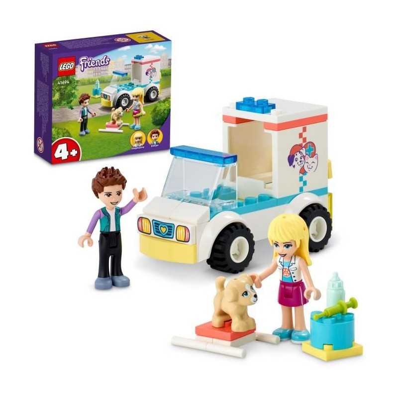 LEGO 41694 Friends L'Ambulance De La Clinique Vétérinaire Pour les Enfants de 4 Ans et Plus, Jouet Mini-Poupée et Figurine de