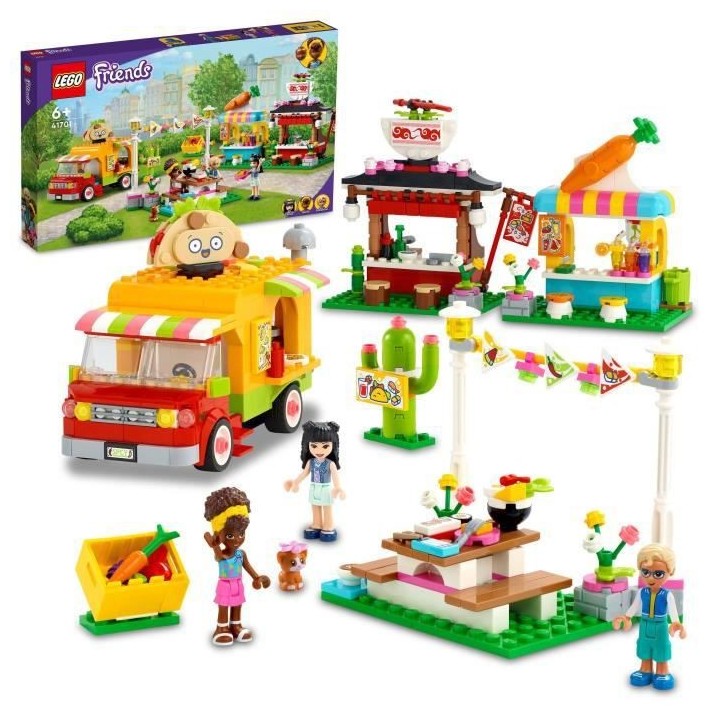 LEGO 41701 Friends Le Marché de Street Food, avec Jouet Camion Tacos