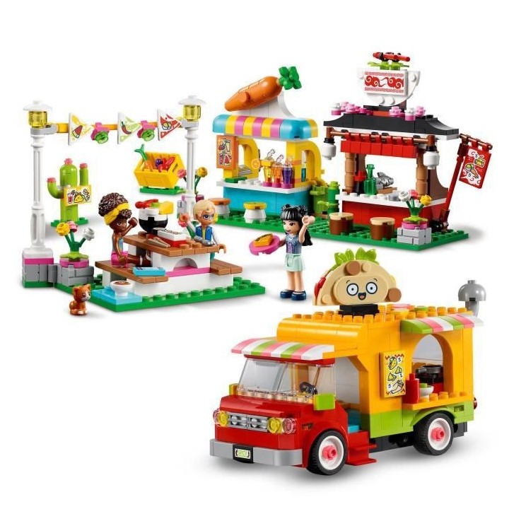 LEGO 41701 Friends Le Marché de Street Food, avec Jouet Camion Tacos