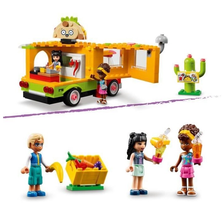 LEGO 41701 Friends Le Marché de Street Food, avec Jouet Camion Tacos