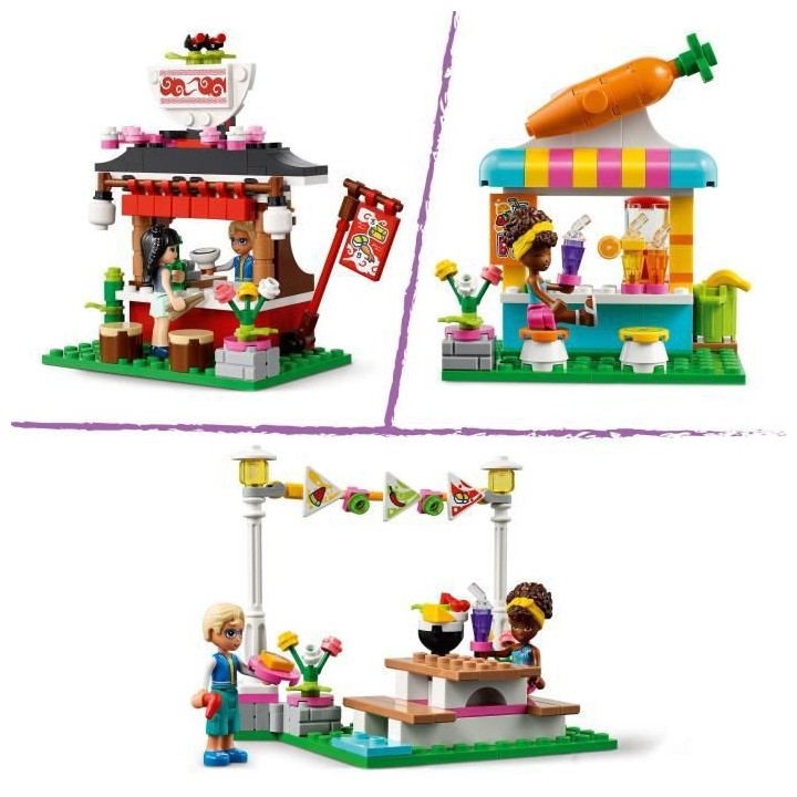 LEGO 41701 Friends Le Marché de Street Food, avec Jouet Camion Tacos