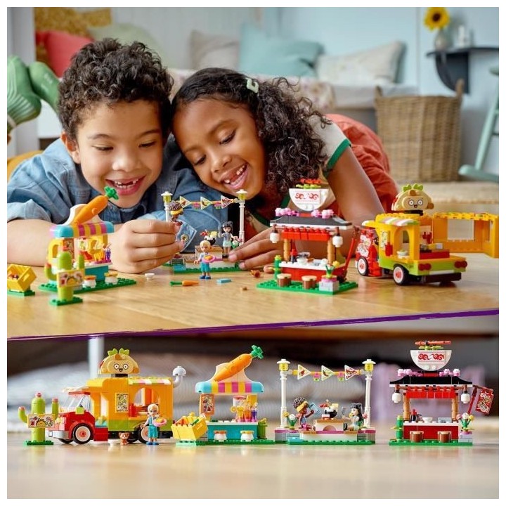 LEGO 41701 Friends Le Marché de Street Food, avec Jouet Camion Tacos