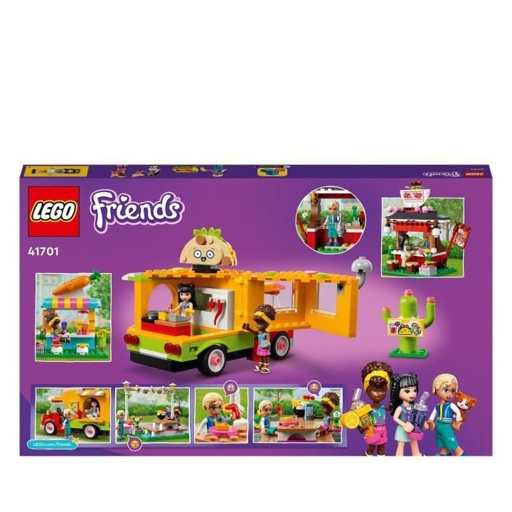 LEGO 41701 Friends Le Marché de Street Food, avec Jouet Camion Tacos
