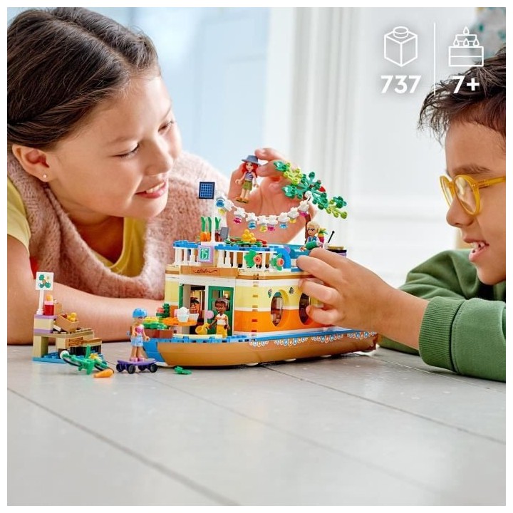 LEGO 41702 Friends La Péniche, Jouet Bateau pour Enfants des 7 ans av