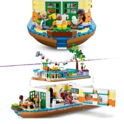 LEGO 41702 Friends La Péniche, Jouet Bateau pour Enfants des 7 ans avec Jardin, 4 Mini-Poupées, Figurines Animaux, Set Nature