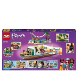 LEGO 41702 Friends La Péniche, Jouet Bateau pour Enfants des 7 ans avec Jardin, 4 Mini-Poupées, Figurines Animaux, Set Nature