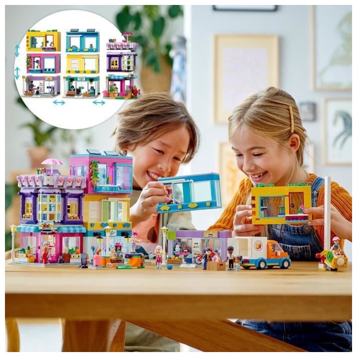LEGO 41704 Friends L'Immeuble de La Grand-Rue, Maison de Poupée Heart