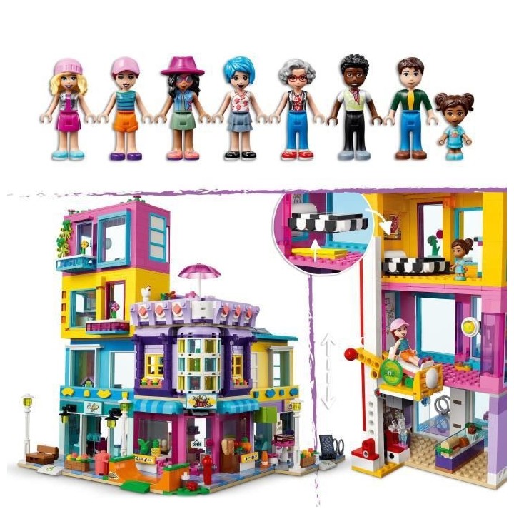 LEGO 41704 Friends L'Immeuble de La Grand-Rue, Maison de Poupée Heart