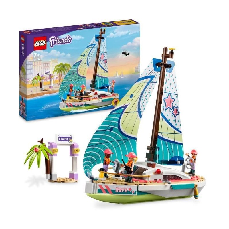 LEGO Friends 41716 L'Aventure en Mer de Stéphanie, Jouet de Bateau avec Mini-Poupées