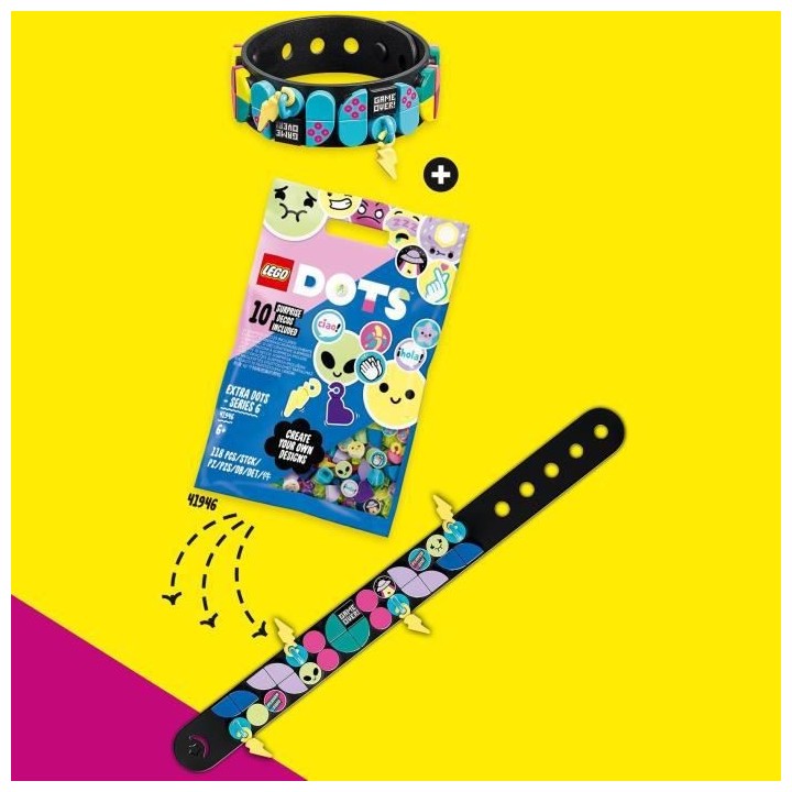 LEGO 41943 DOTS Bracelet Gamer avec Porte-Bonheur, Kit de Création de