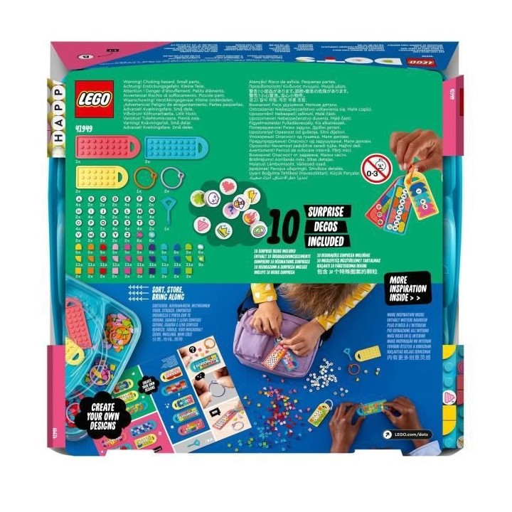 LEGO 41949 DOTS La Méga-Boîte De Porte-Clés - Messages, Lot de 5 É