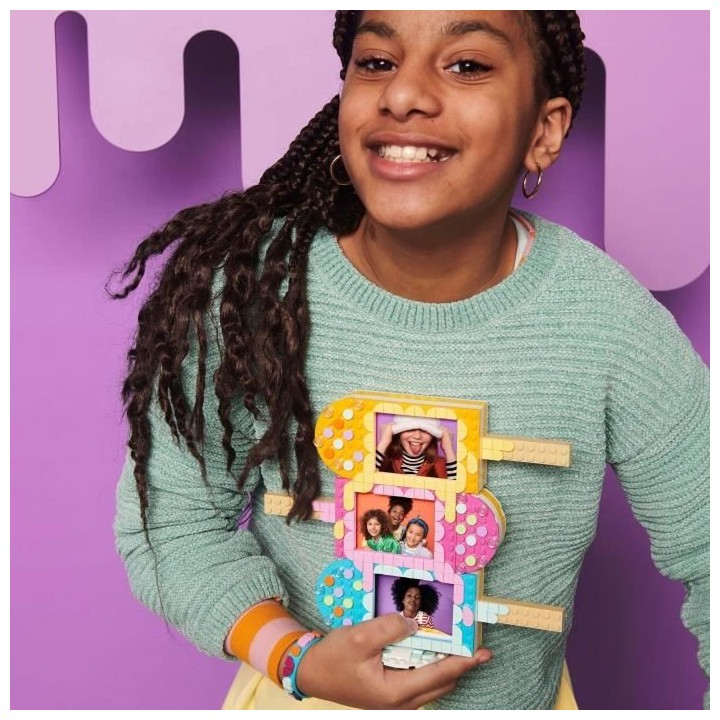 LEGO 41956 DOTS Cadres Photo et Bracelet Creme Glacée, Activité Manu