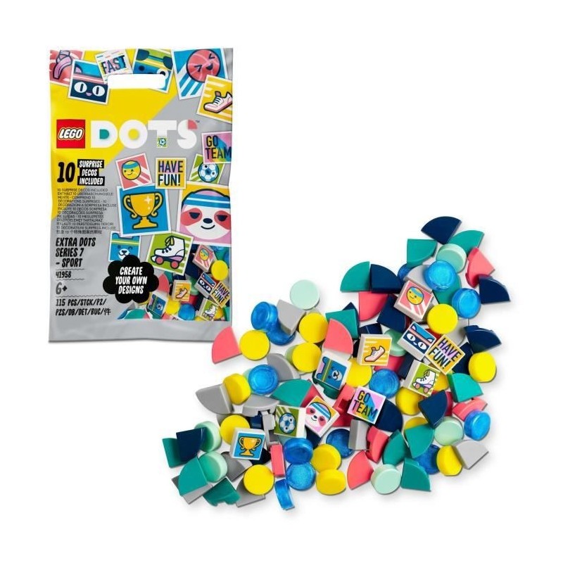 LEGO 41958 DOTS Tuiles de Décoration DOTS - Série 7, Sac, Combinaisons Illimités pour Bracelets, Chambre ou Sac, Idée Cadeau