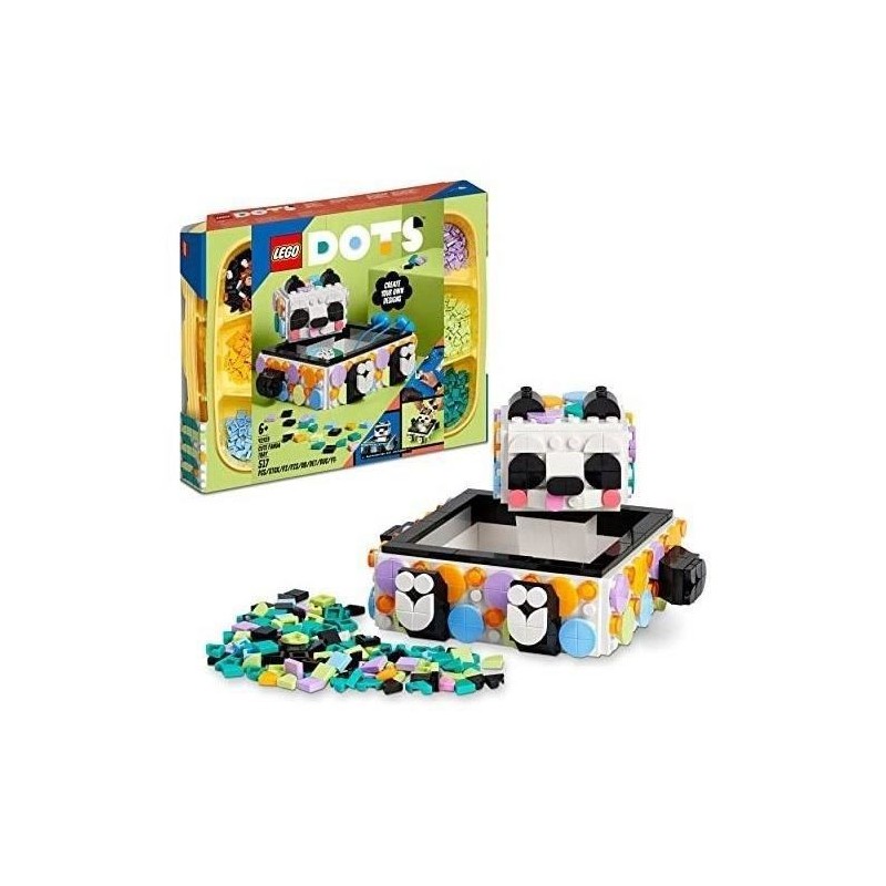 LEGO 41959 DOTS Le Vide-poche Panda, Jouet avec Boîte de Rangement et Décoration pour Chambre ou Bureau d'Enfants des 6 ans