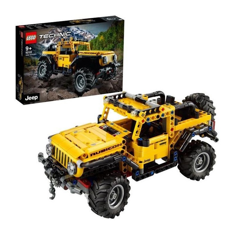 LEGO Technic 42122 Jeep Wrangler Rubicon Modele de collection de 4x4, SUV tout-terrain, jeu de construction de véhicule