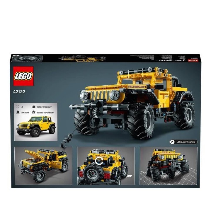 LEGO Technic 42122 Jeep Wrangler Rubicon Modele de collection de 4x4,
