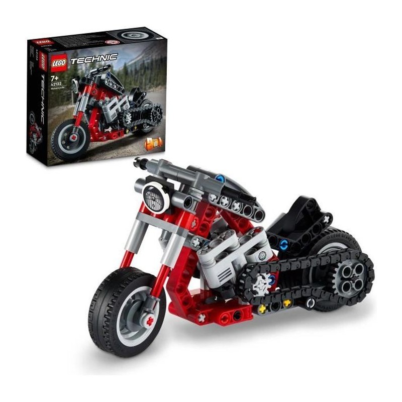 LEGO 42132 La Moto, Maquette a Construire 2 en 1, Jouet de Construction, Idée de Cadeau pour Enfants des 7 Ans