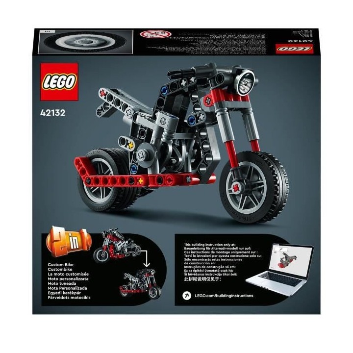 LEGO 42132 La Moto, Maquette a Construire 2 en 1, Jouet de Constructio