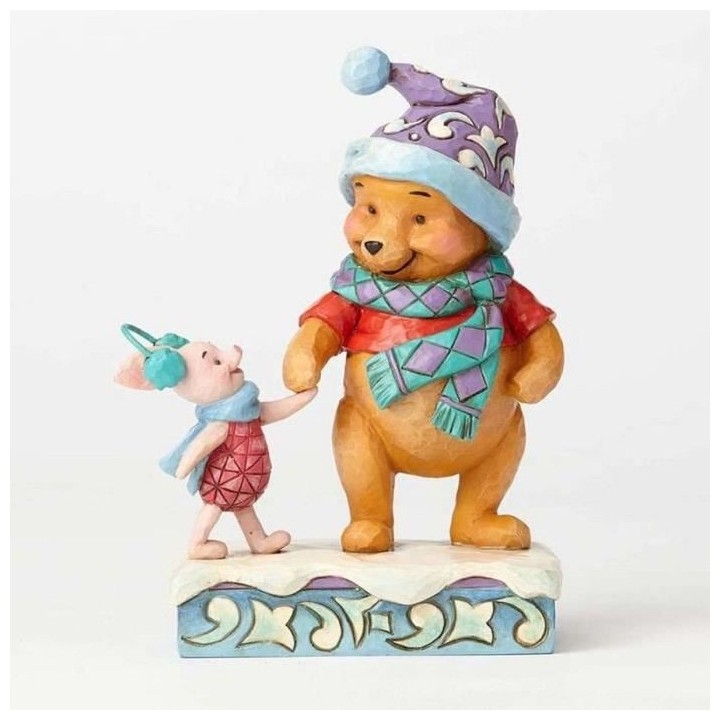 Figurine Disney - ENESCO - Winnie et Porcinet avec Bonnet et Écharpe