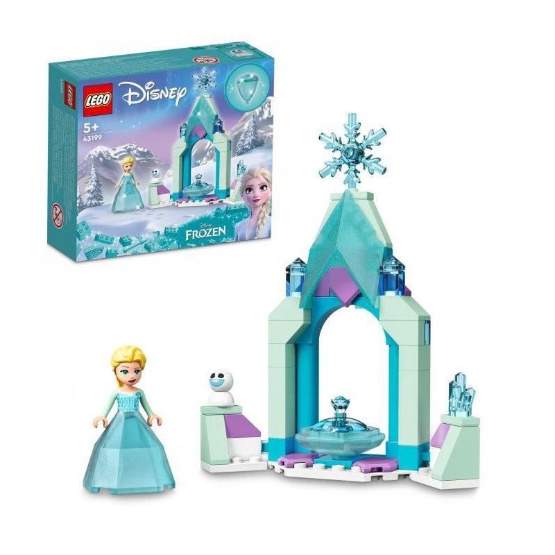 LEGO 43199 Disney La Cour du Château d'Elsa, Jouet de Construction pour Enfants, Mini-Poupée Reine des Neiges 2 et Robe Diaman