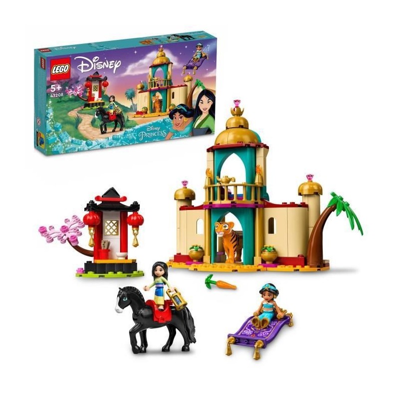 LEGO 43208 Disney Princess Les Aventures de Jasmine et Mulan, Jouet de Construction, Mini-Poupées, Figurines Cheval et Tigre