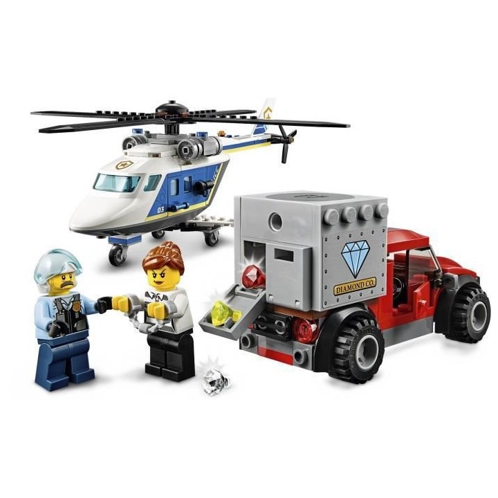 LEGO City 60243 L'Arrestation en Hélicoptere, Jouet, Moto et Camion,
