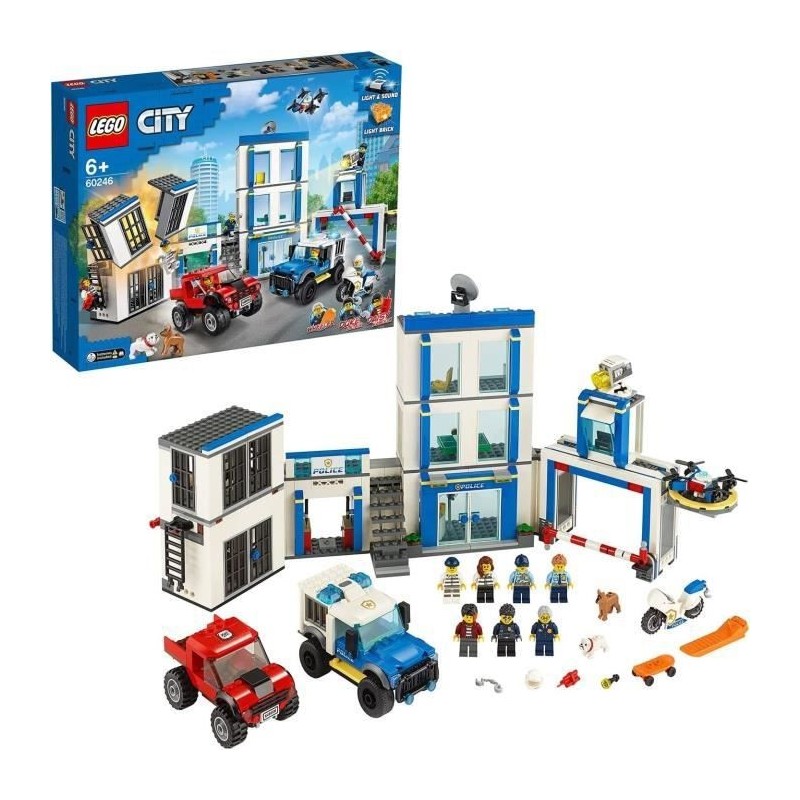 LEGO City 60246 Le commissariat de police, Jouets de Camion, Moto, Minifigurines pour Enfant Filles Garçons 6 ans et +