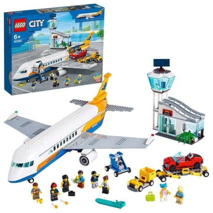 LEGO City 60262 L'Avion de Passagers, Jouet Aéroport, Figurine Pilote